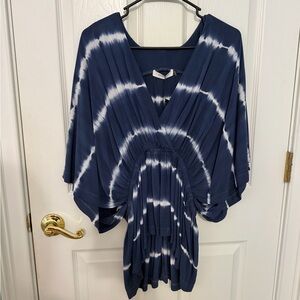 Mustard Seed Navy and White Tie-Dye Blouse